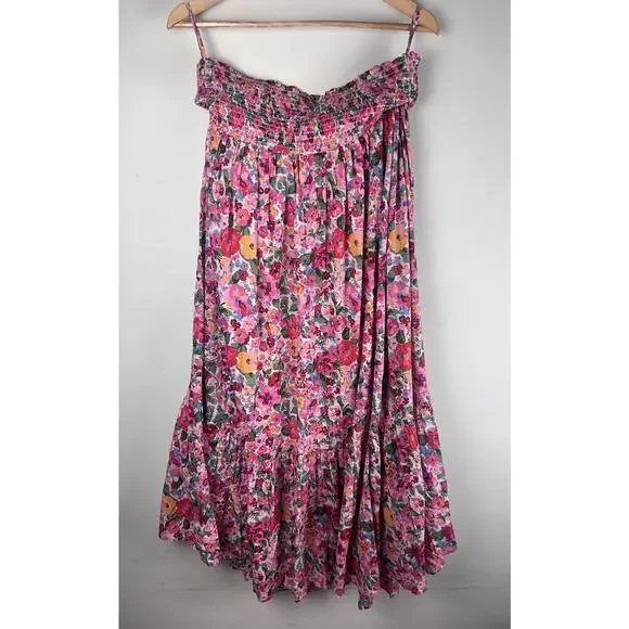 Natural Life Flora Convertible Maxi Skirt Dress Floral XL Ruffle Hem Pink Boho - Picture 8 of 13
